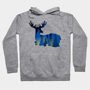 Blue Deer Silhouette Hoodie